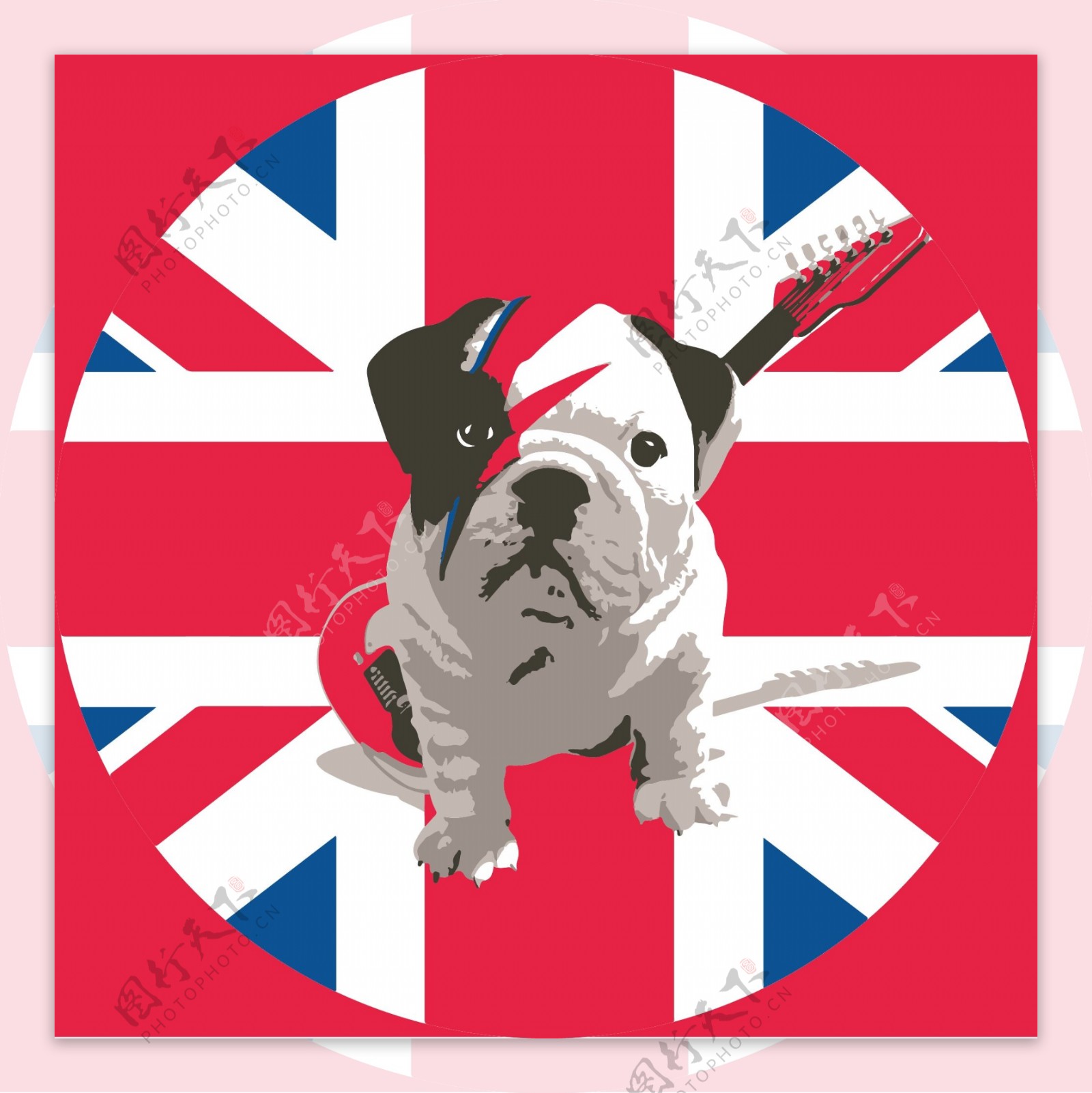 可爱英国国旗狗狗