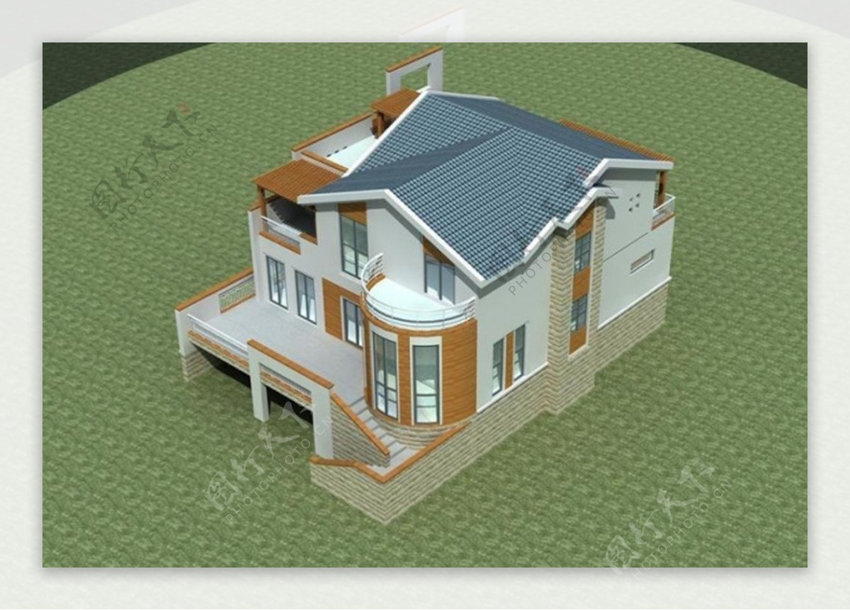 MAX华丽独栋多层别墅3D模型