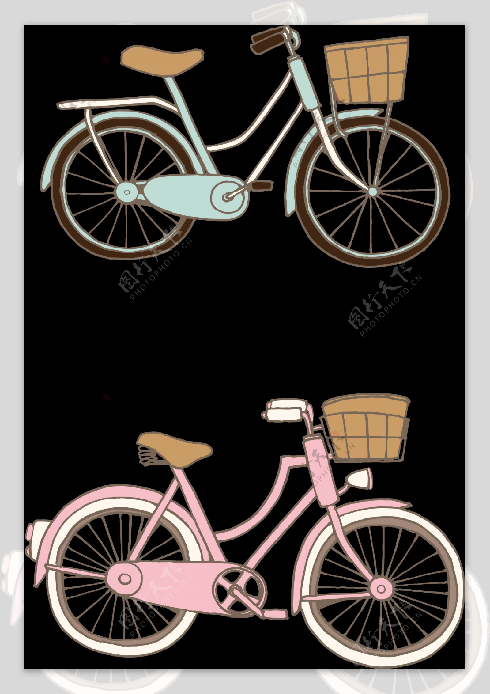 两种自行车插画免抠png透明图层素材