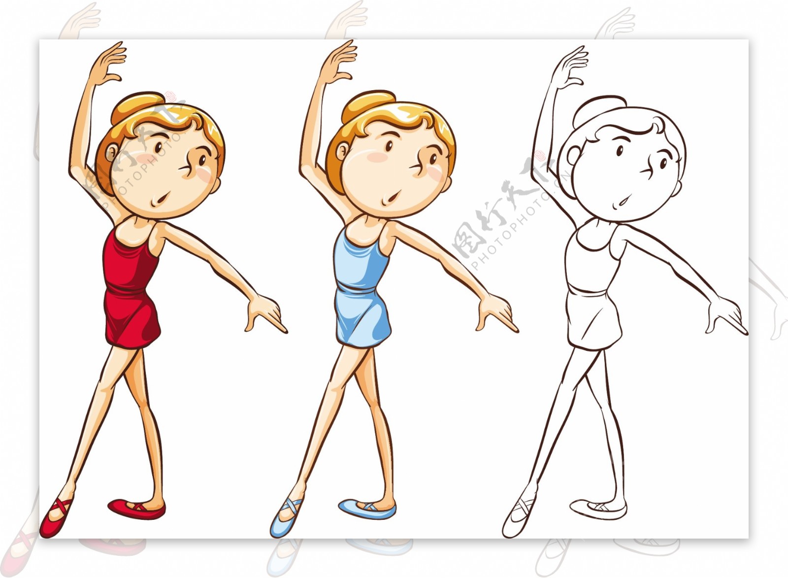 手绘女孩跳芭蕾舞蹈步骤插图