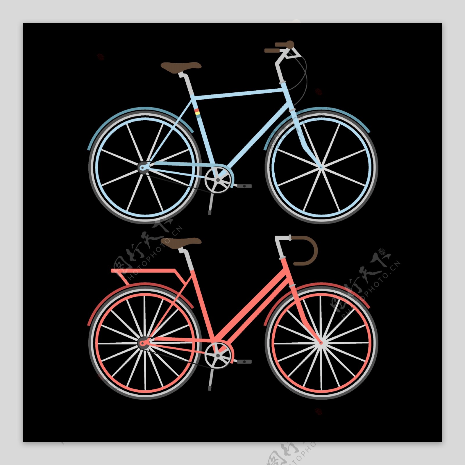 两种自行车插画免抠png透明图层素材
