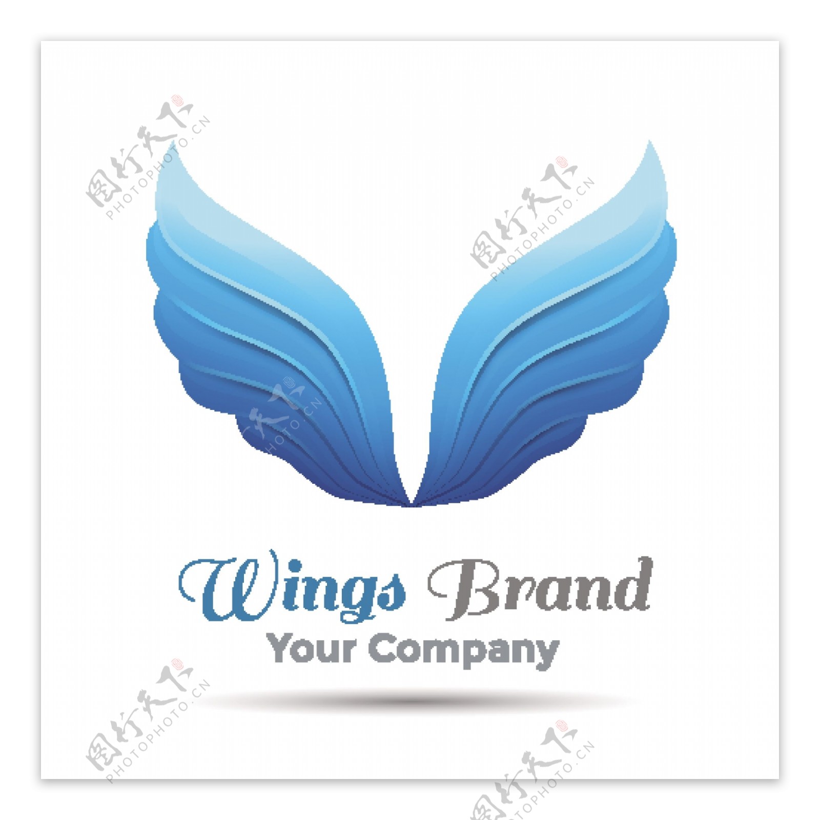 蓝色翅膀品牌标志设计矢量素材下载
