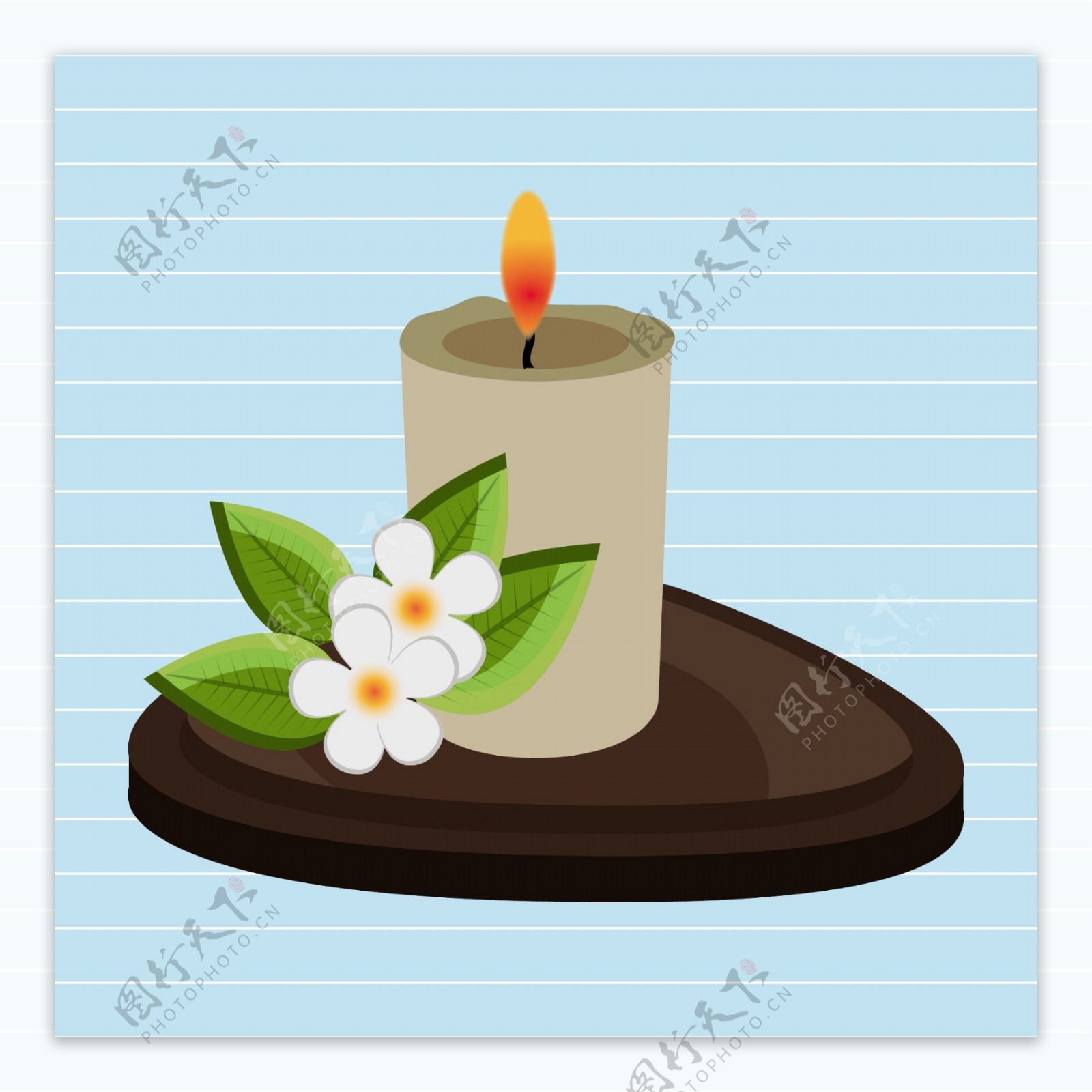 花朵和蜡烛插画