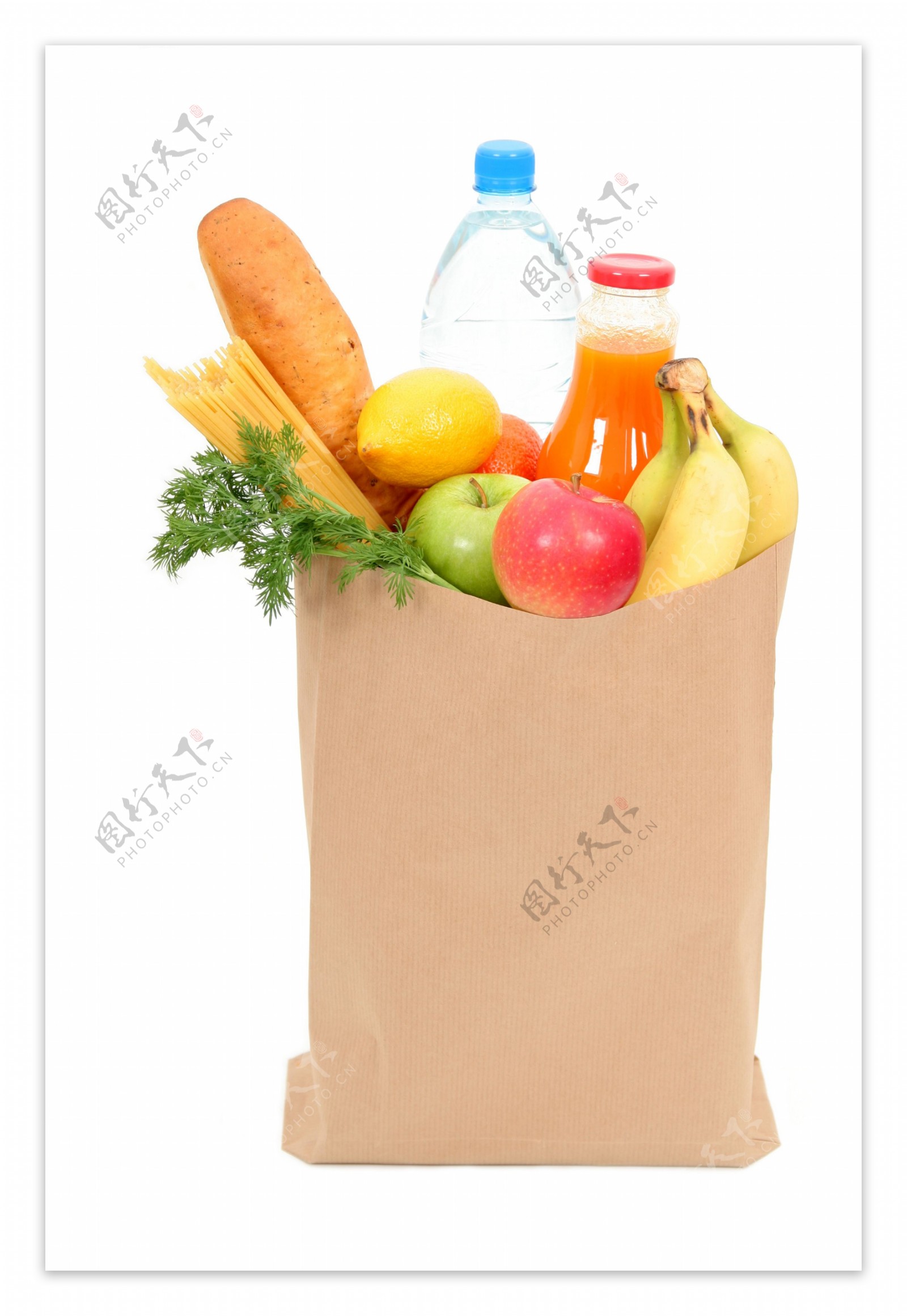 购物纸袋里的蔬菜水果图片