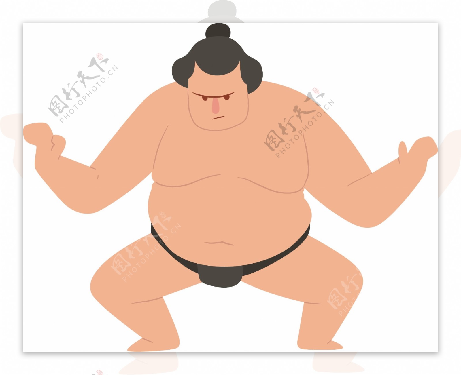 练习相扑武术的男人卡通插画矢量素材