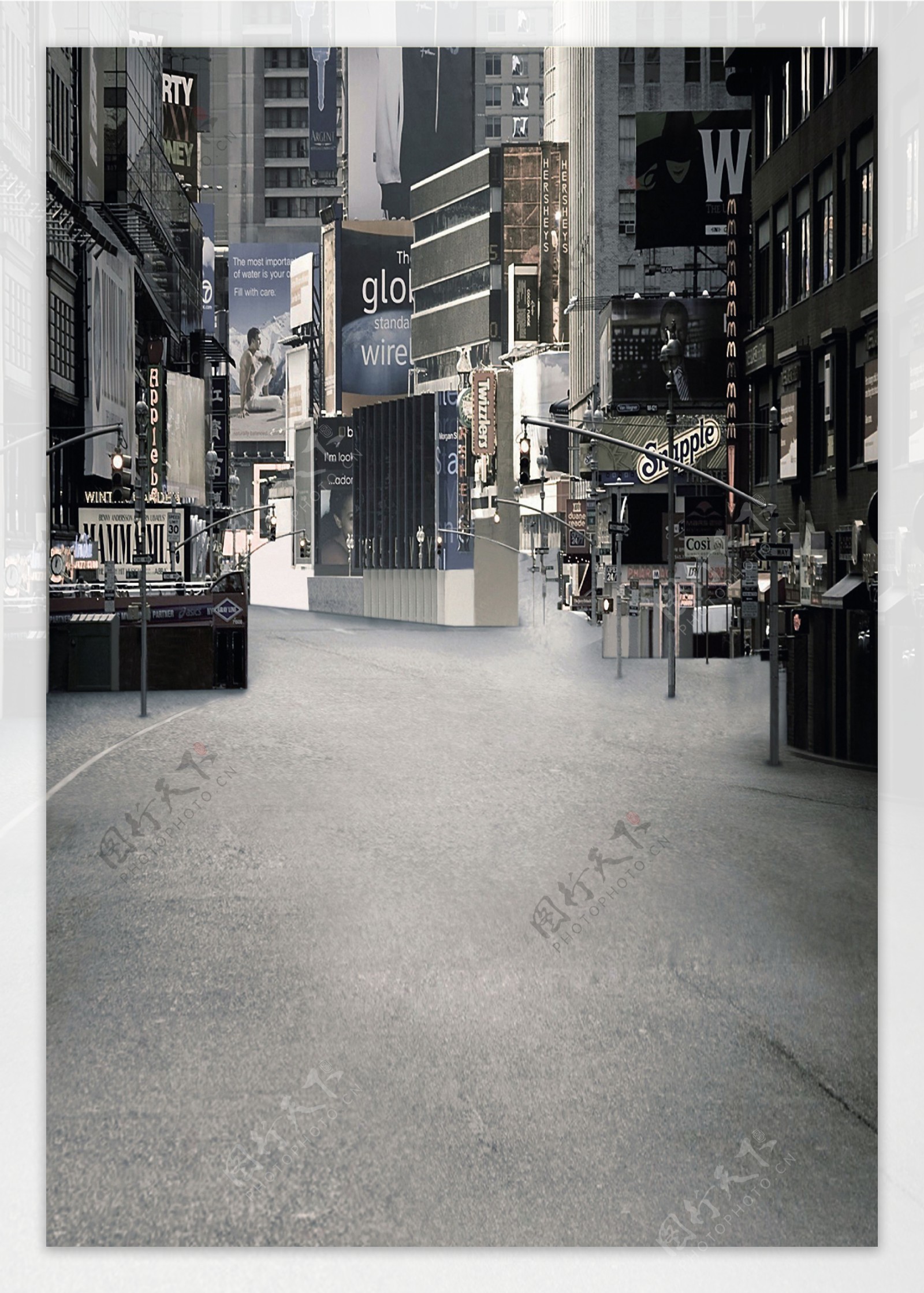 空无一人的街道影楼摄影背景图片