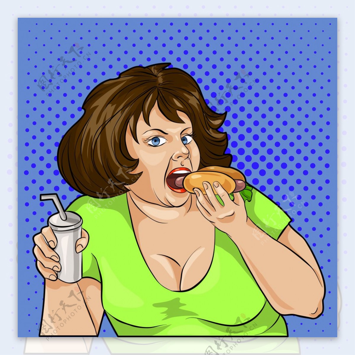 吃东西的胖女人