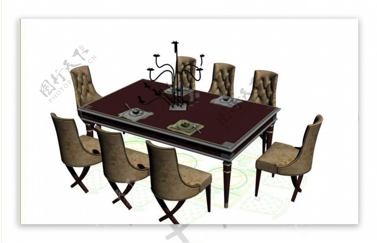 餐桌椅模型图片模板下载