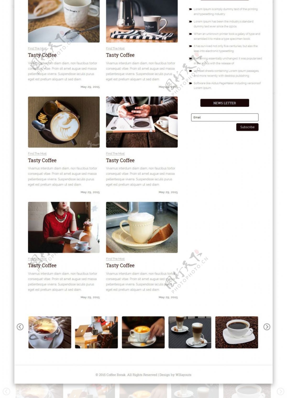 咖啡茶点日志响应式网页模板