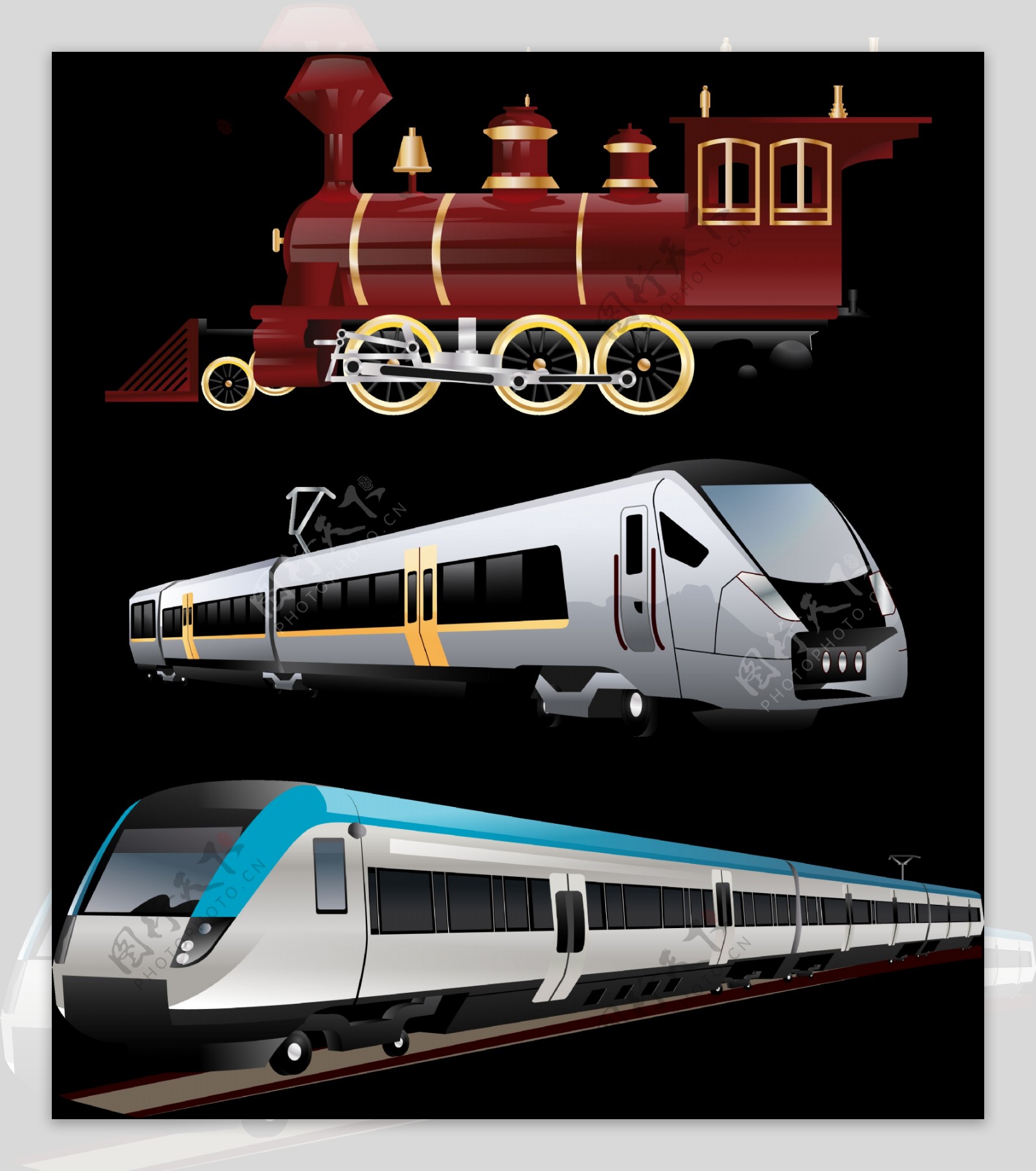 手绘写实火车插图免抠png透明图层素材