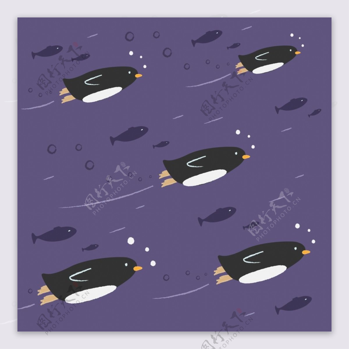 紫色企鹅装饰图案