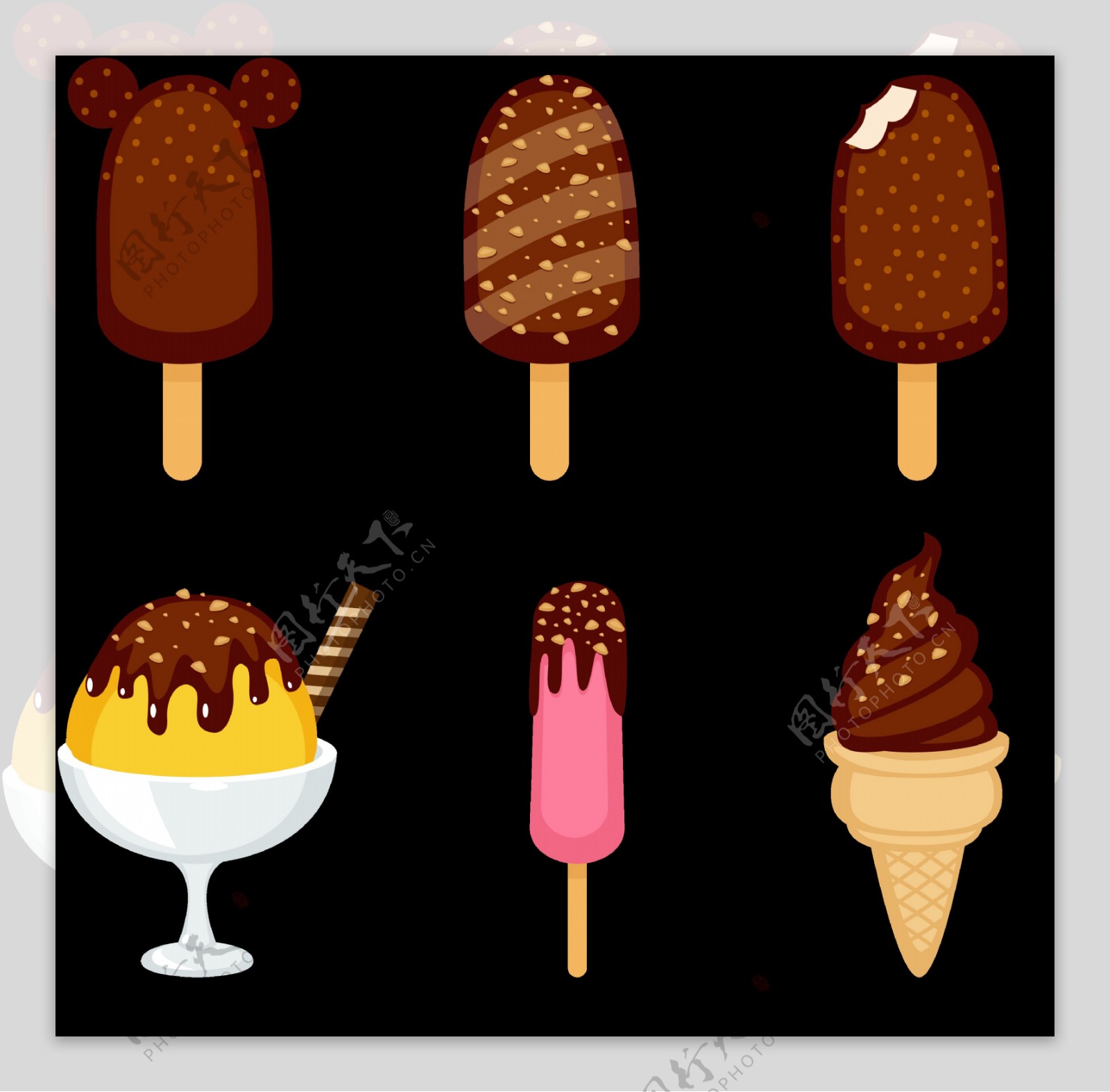 手绘巧克力冰淇淋免抠png透明图层素材