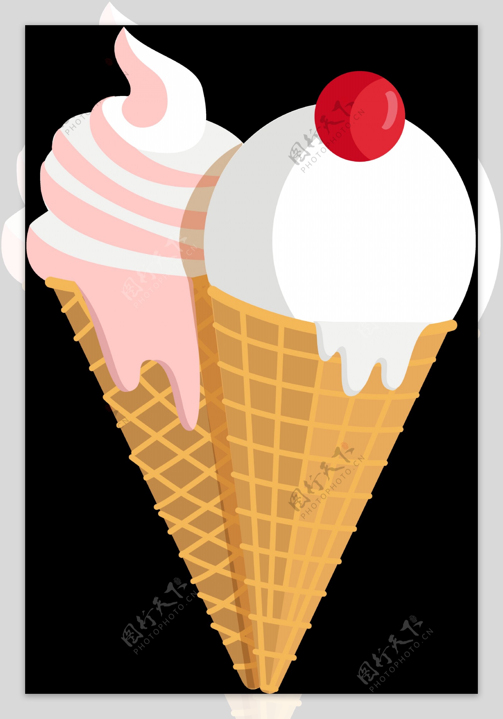彩色扁平风格冰淇淋免抠png透明图层素材