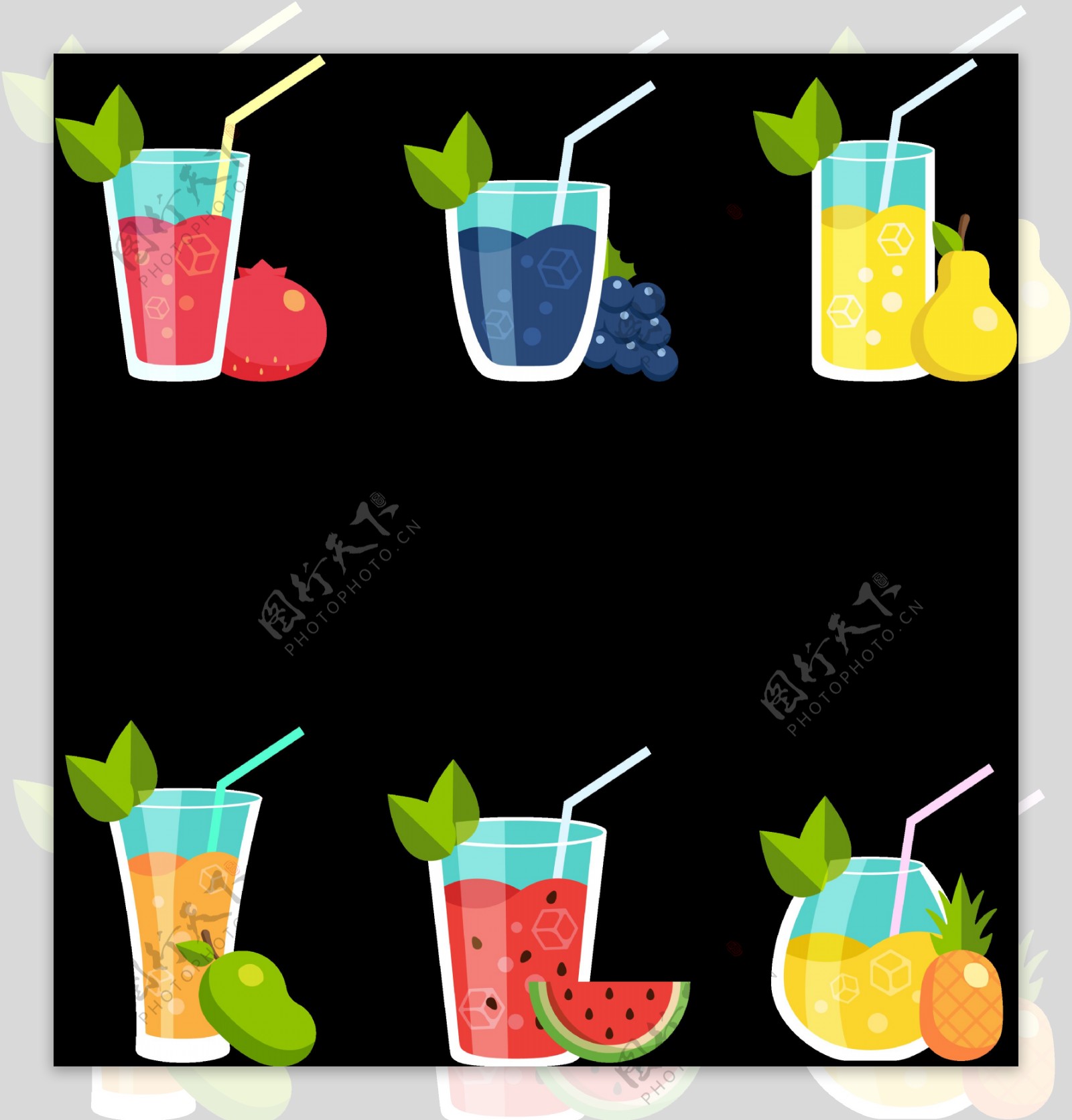 彩色果汁插画图标免抠png透明图层素材