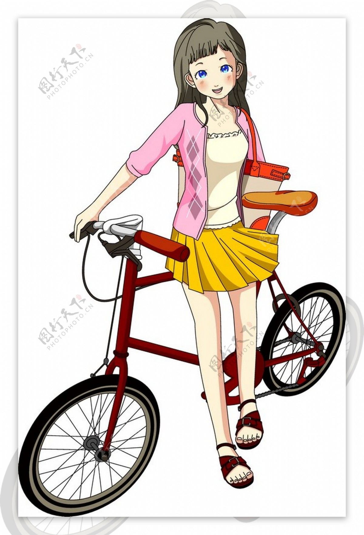 单车女孩图片