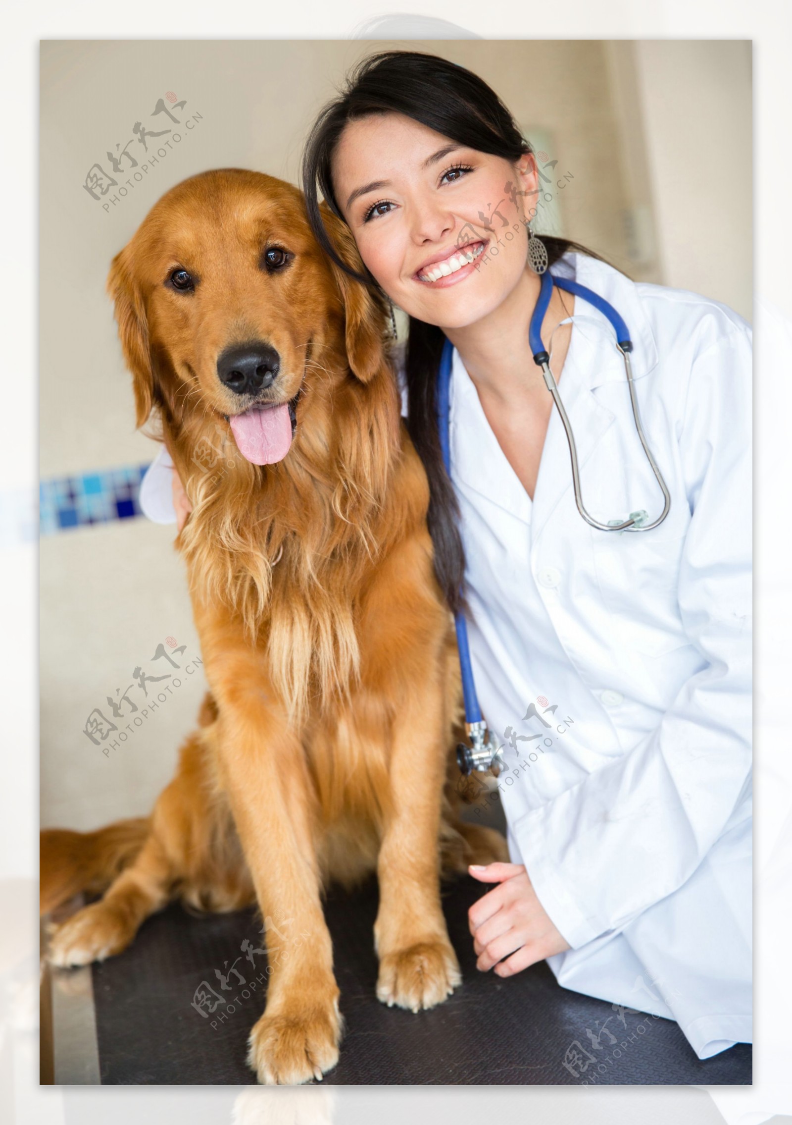 微笑的美女医生和小狗图片