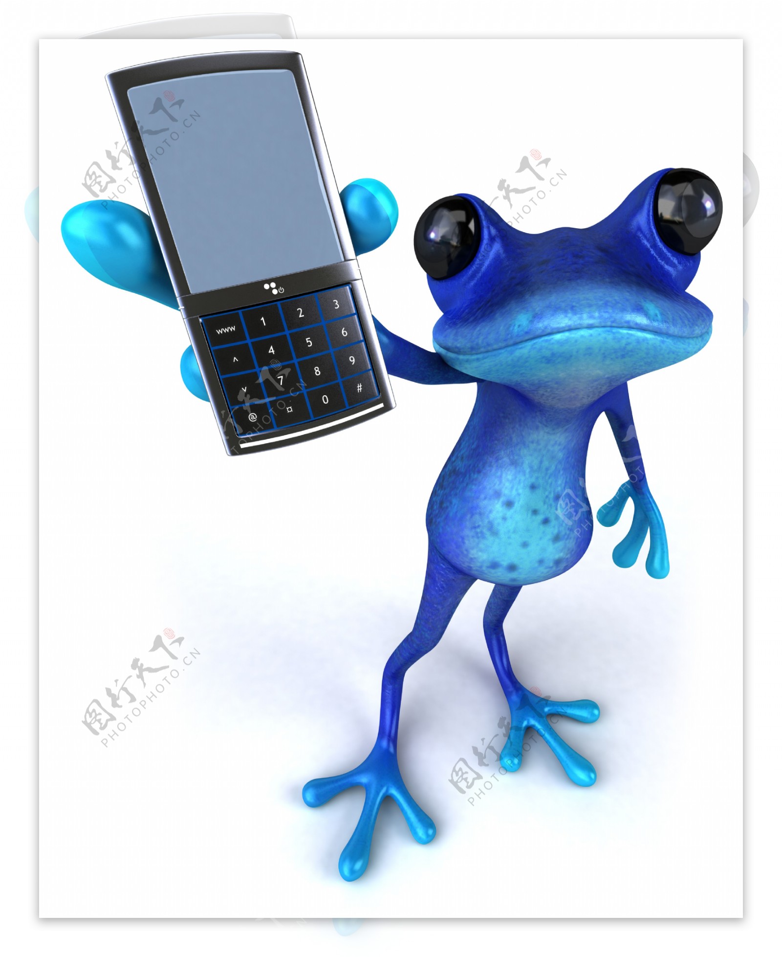 手拿手机的青蛙图片