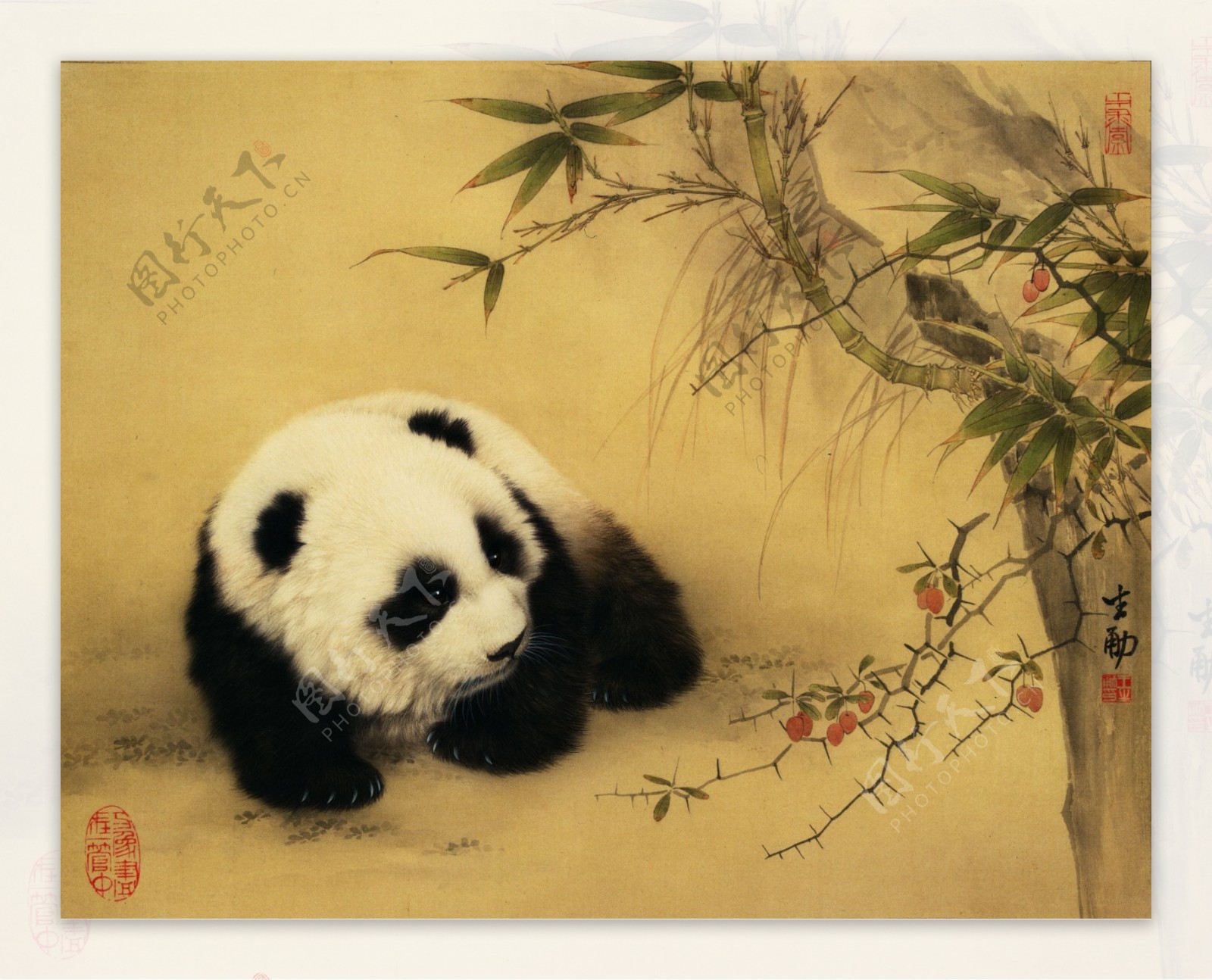 国画大熊猫图片