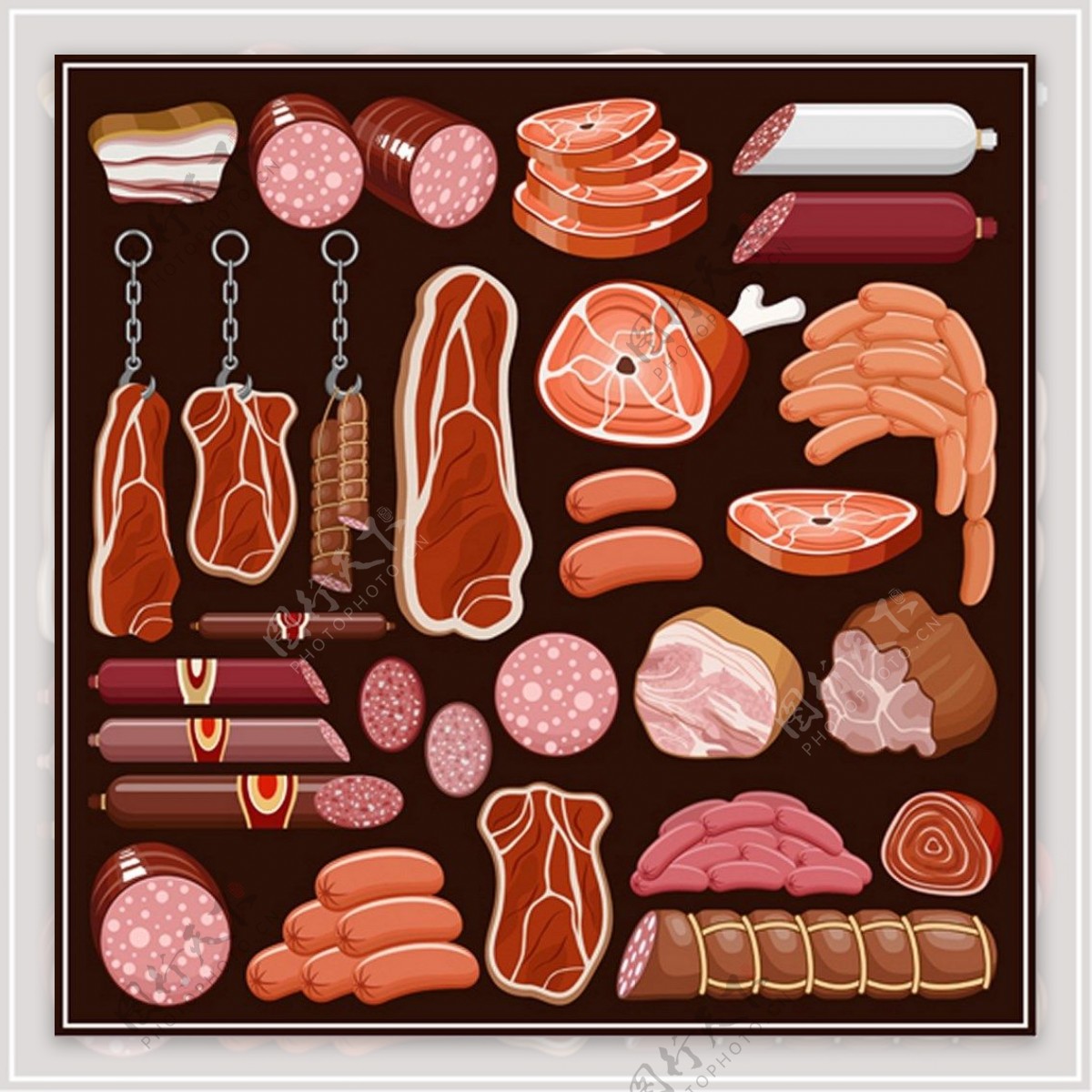 美味肉类食物矢量图