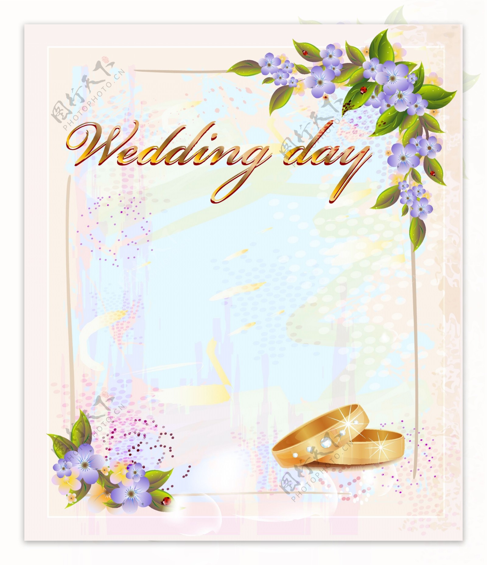 梦幻印花婚礼卡片背景模板下载