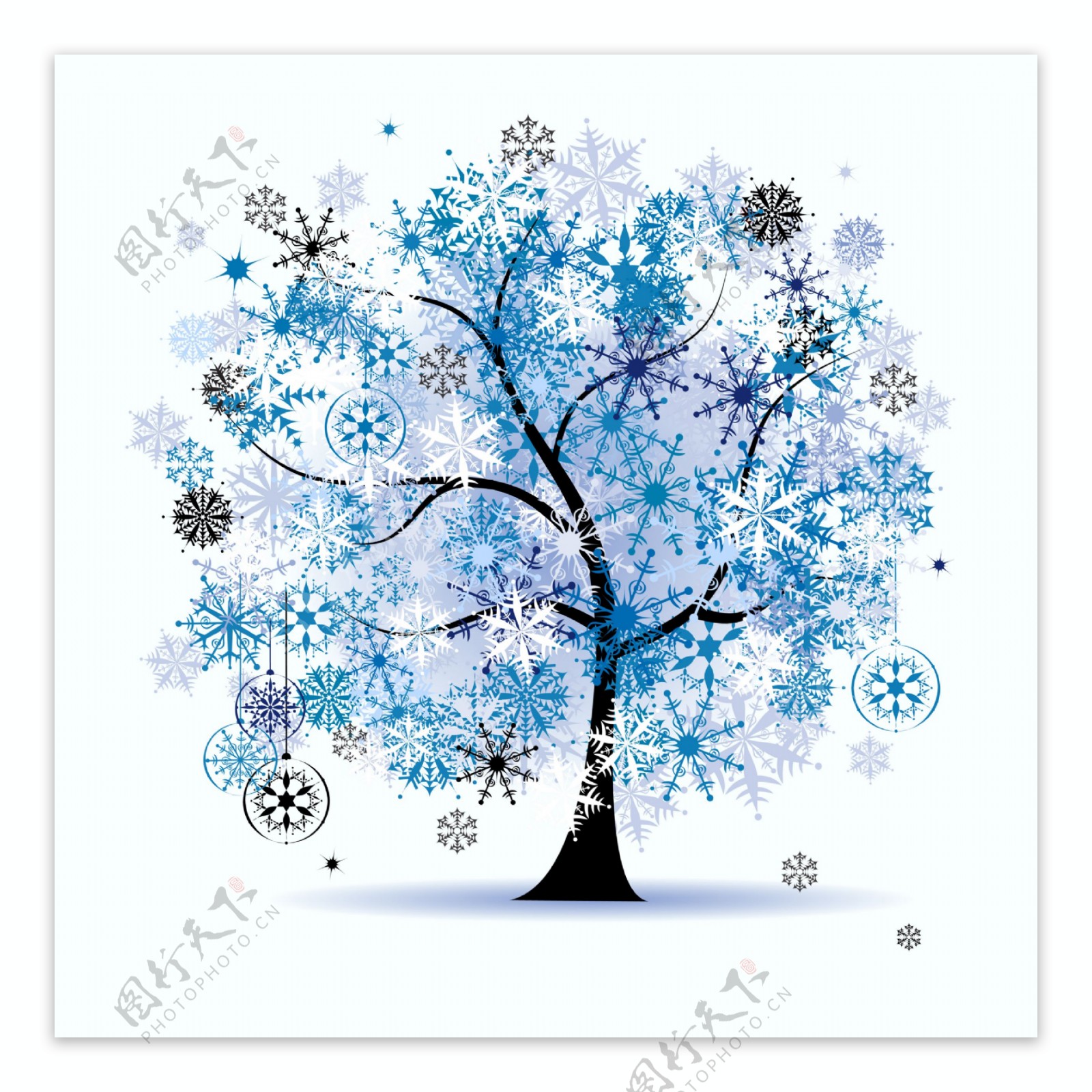 亮丽雪花树装饰画