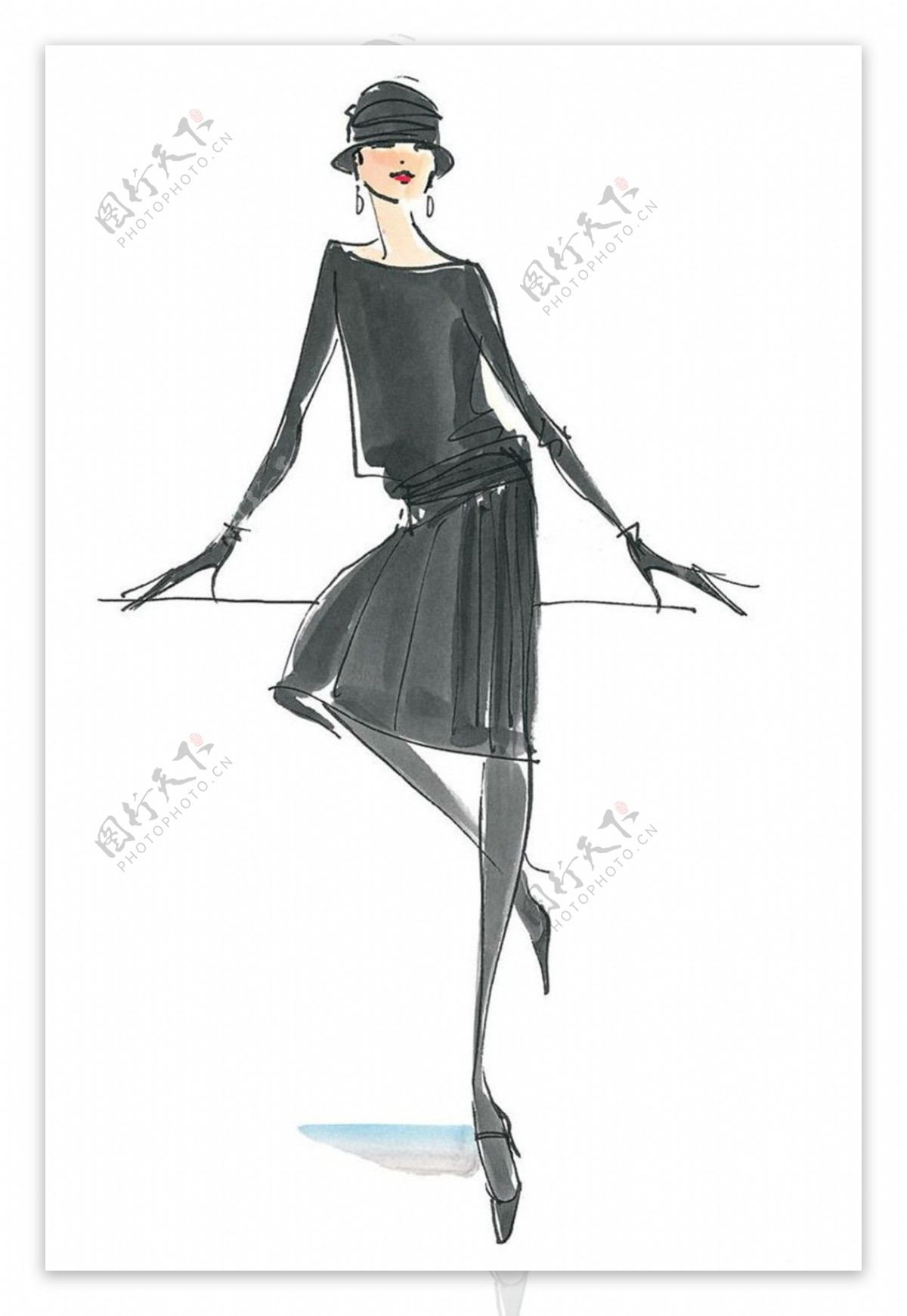 黑色休闲裙设计图