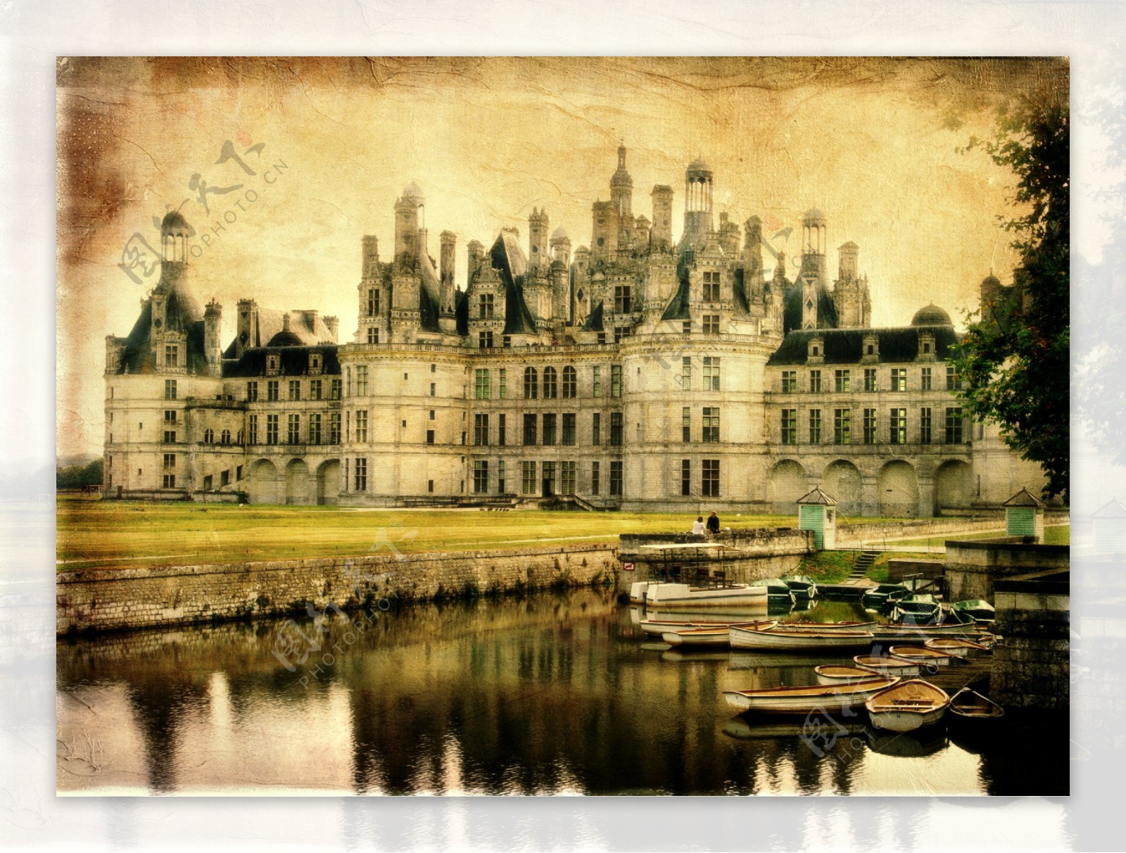 油画里的城堡图片