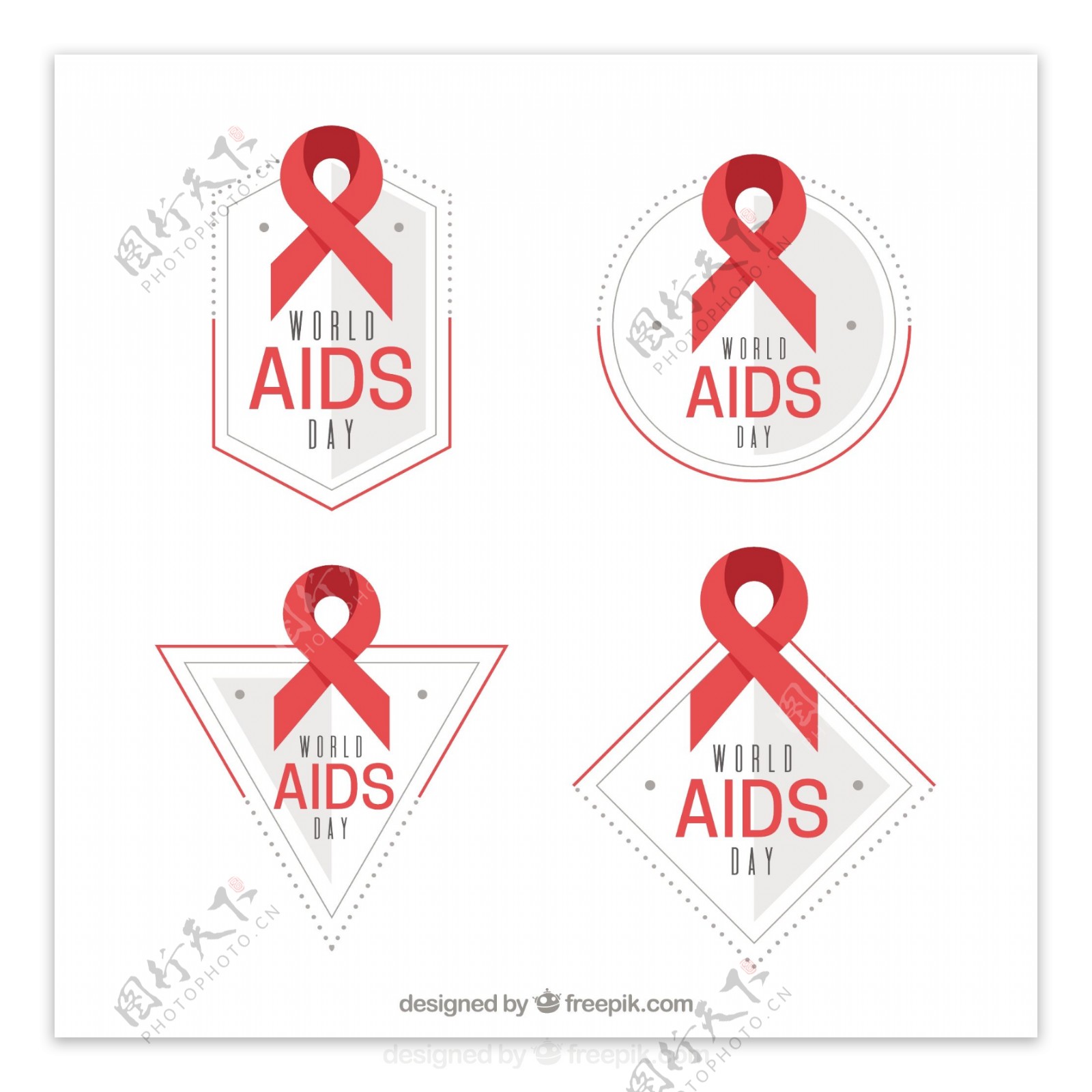 世界爱滋病日彩带的几何贴纸