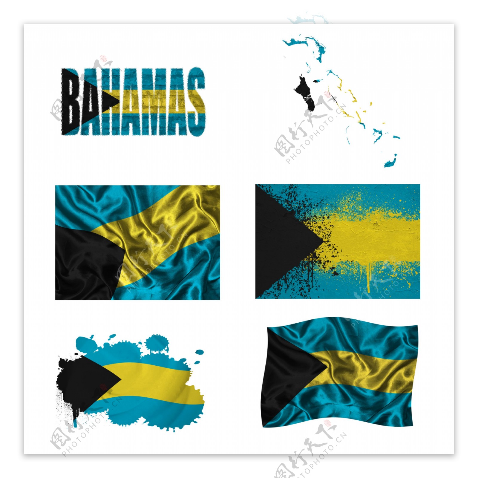 巴哈马国旗地图图片