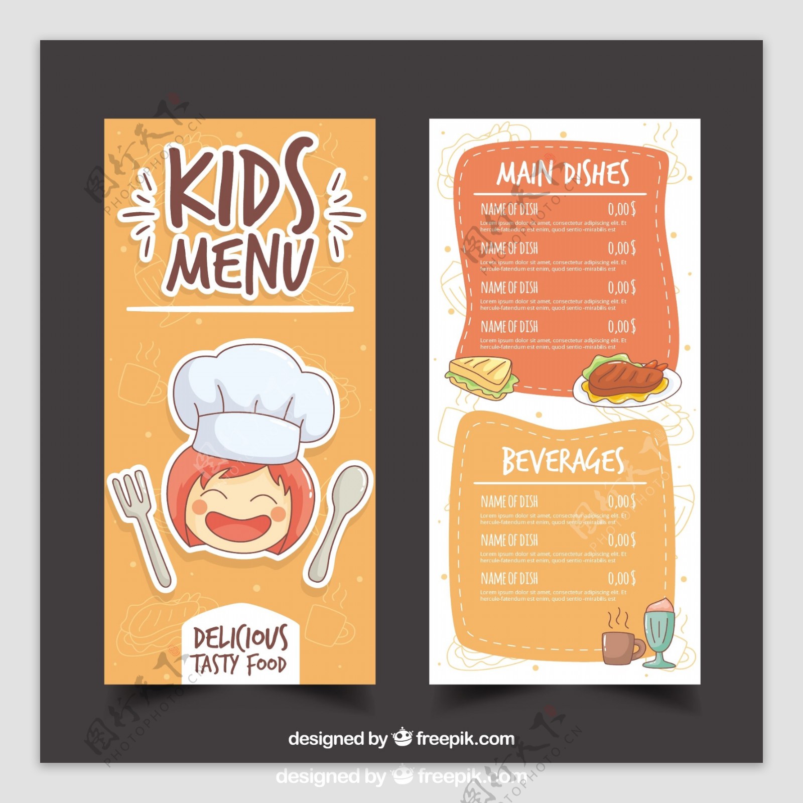 手绘餐厅儿童菜单