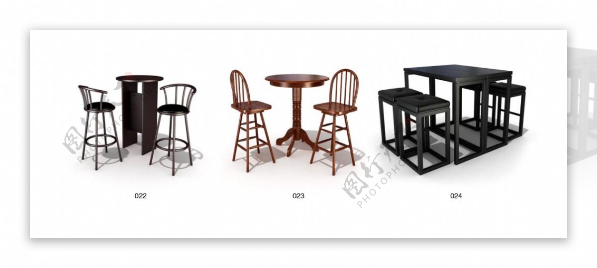 欧式小桌椅模型带材质贴图