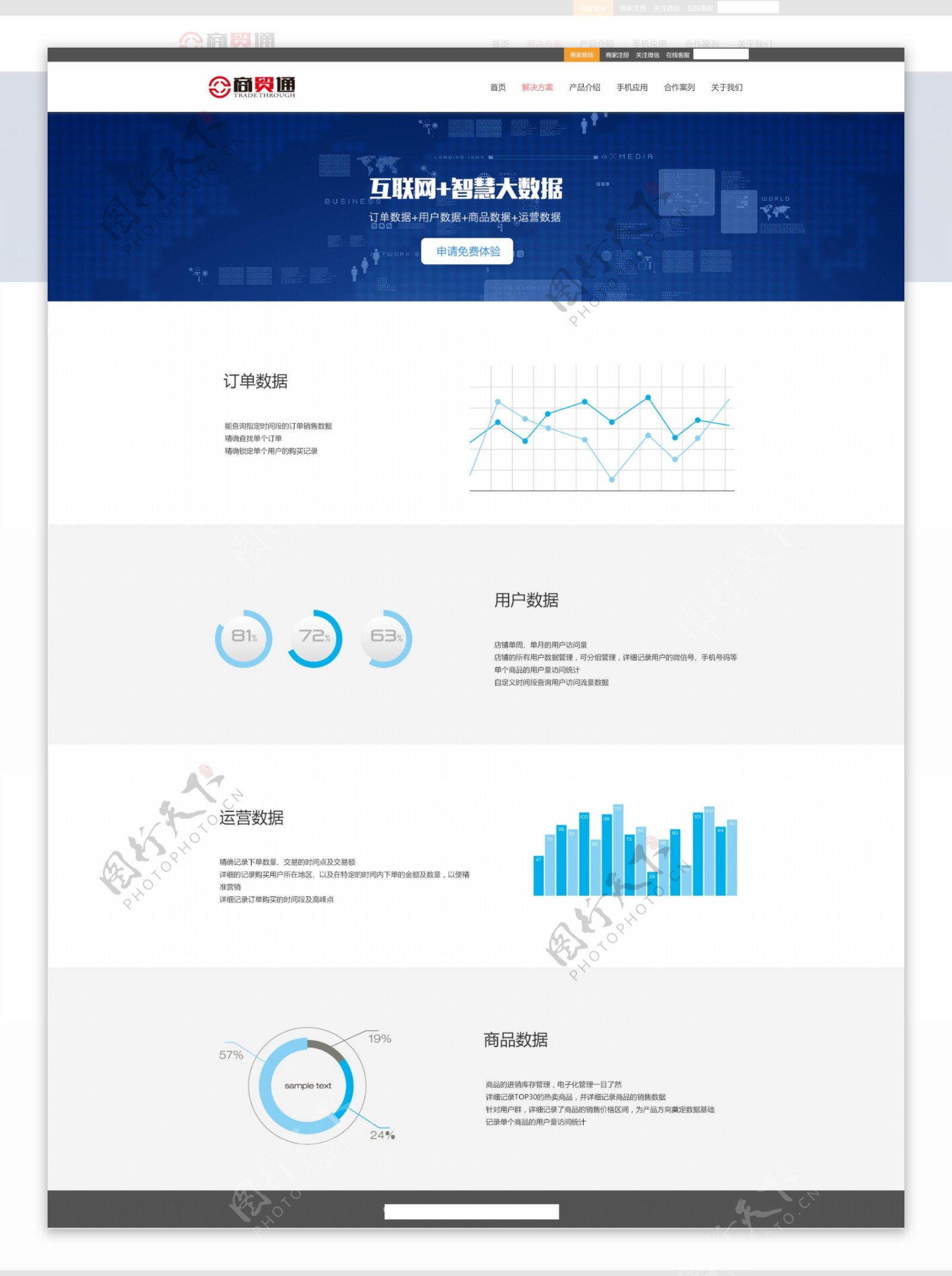 蓝色科技感大数据网页设计