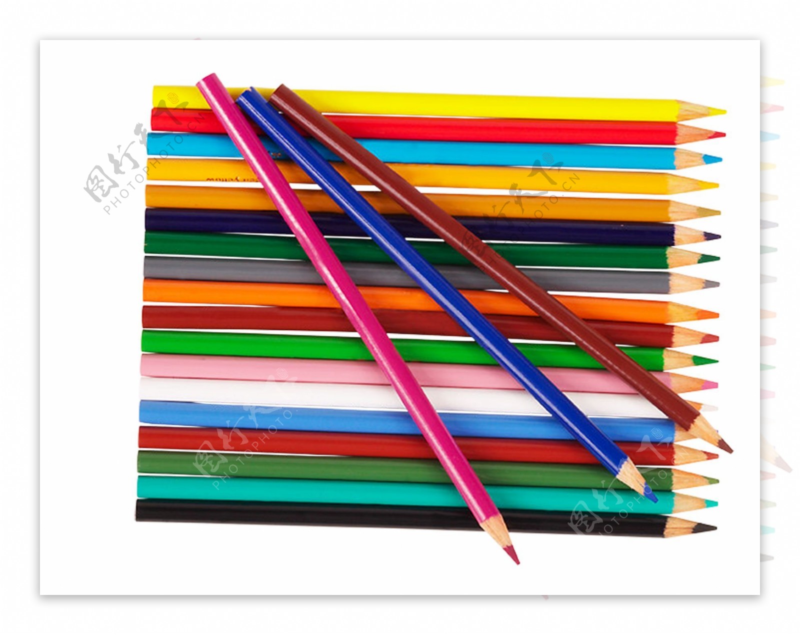 各种颜色的铅笔摄影图片