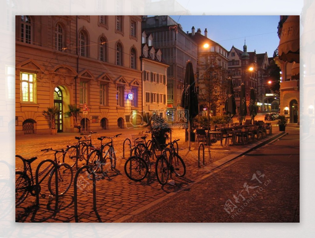 光城市早上德国自行车大气弗赖堡