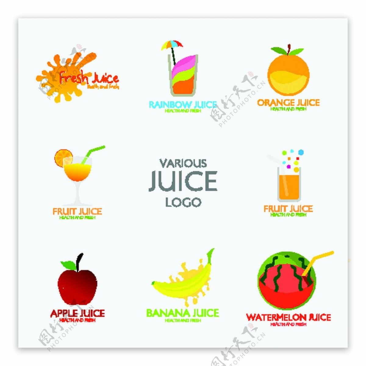 彩色水果饮料标志图片