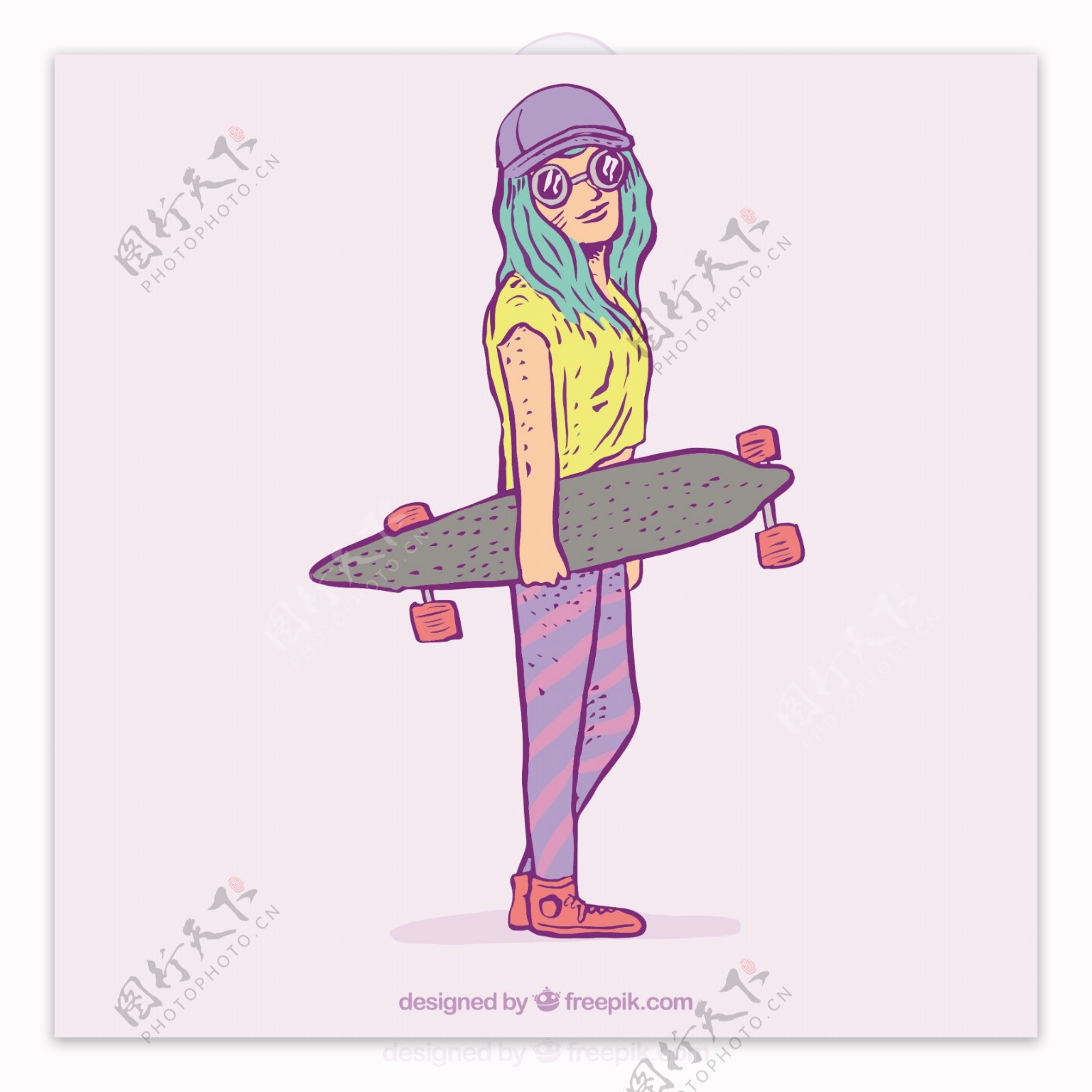 现代的滑板女孩