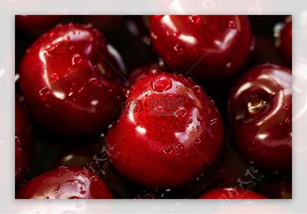 健康红色水果水滴樱桃