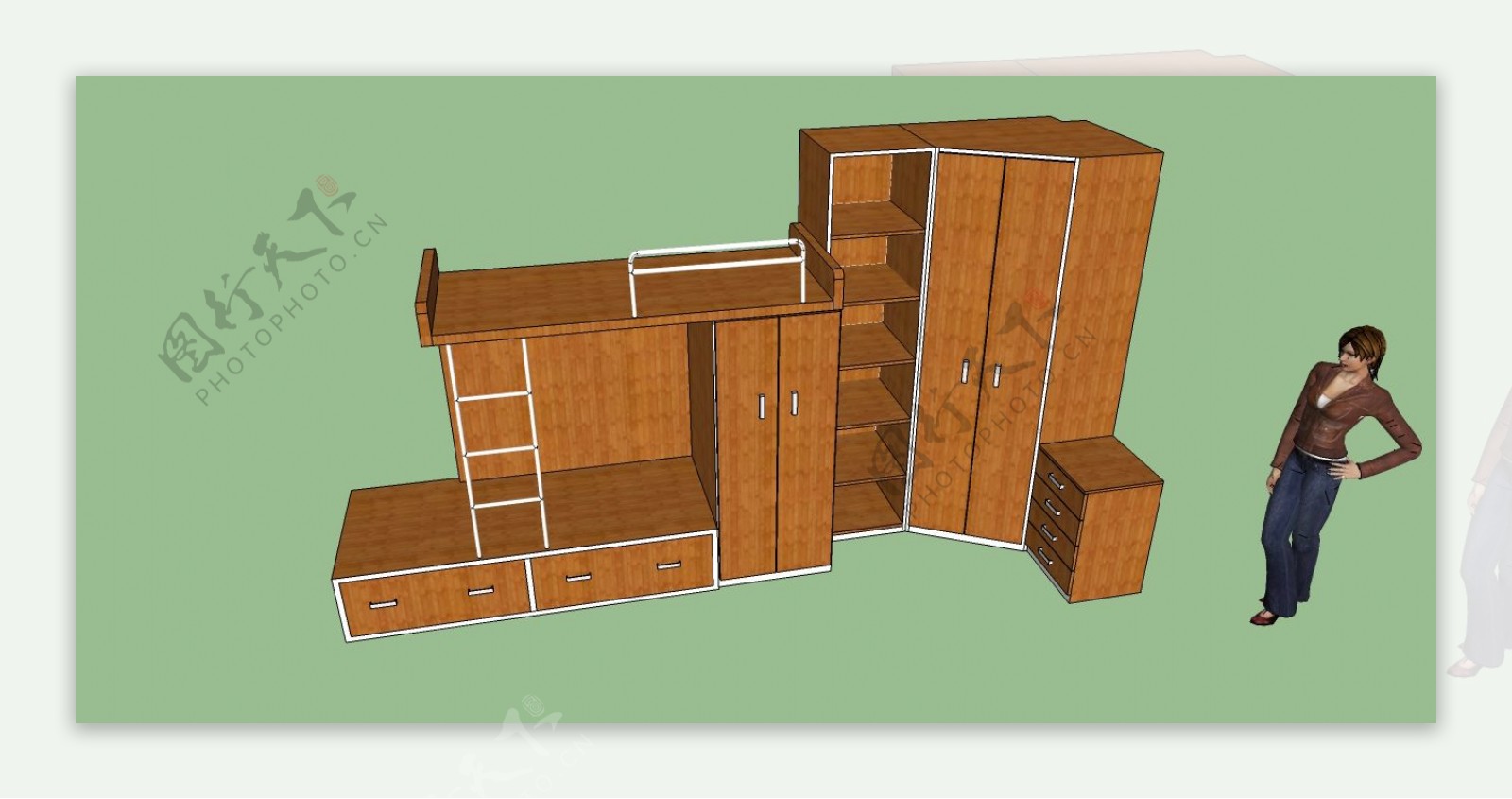 SketchUp床柜组合模型原创