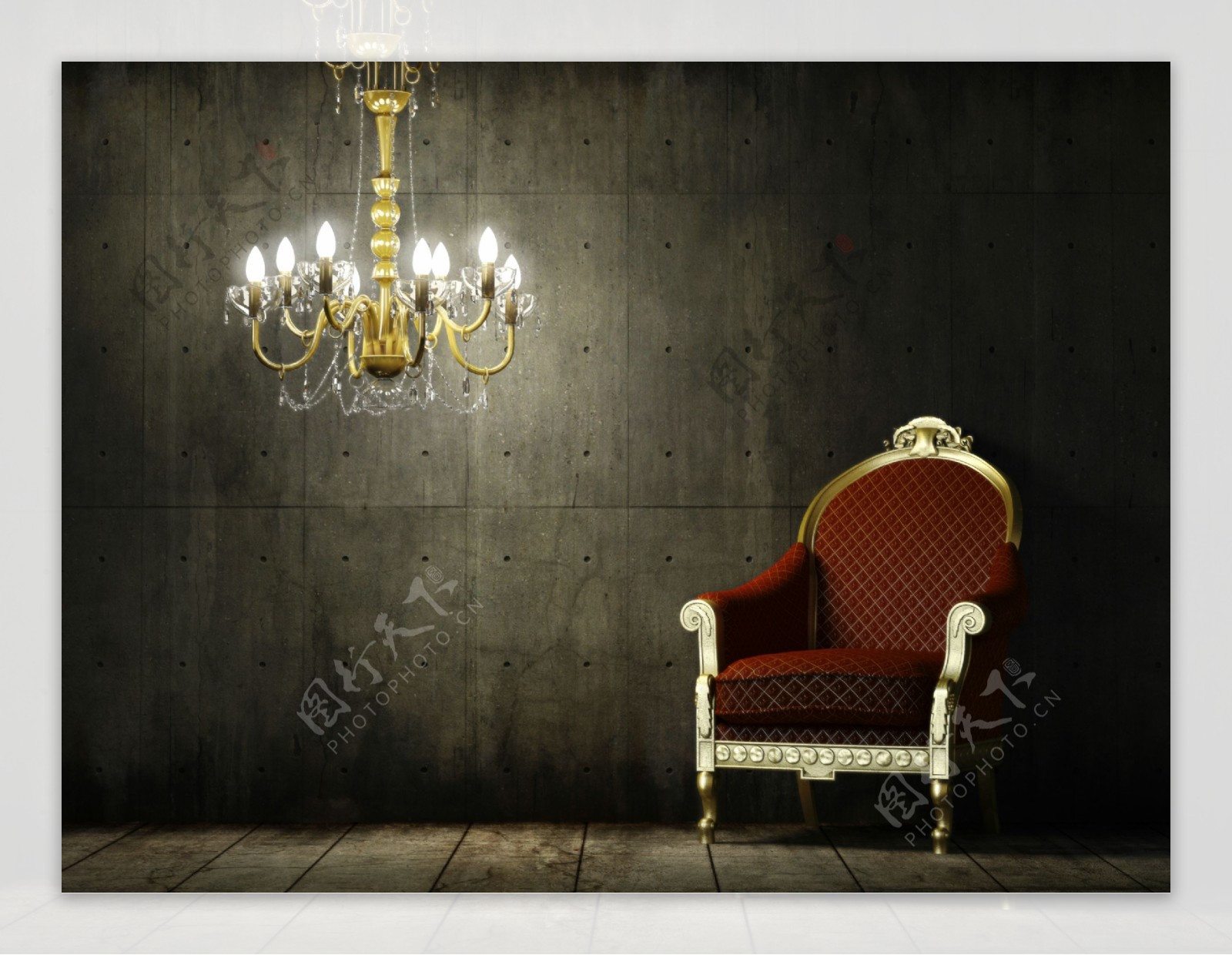 豪华吊灯与沙发椅子图片