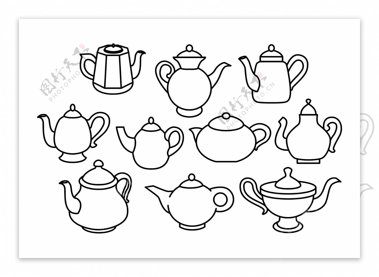 线性茶壶素材