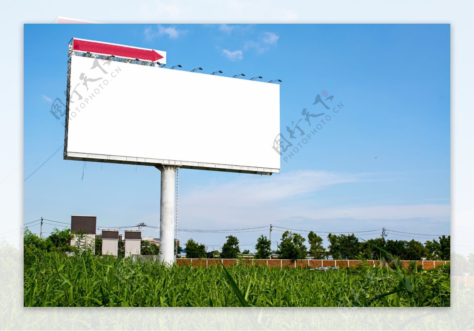 草地上的广告牌图片