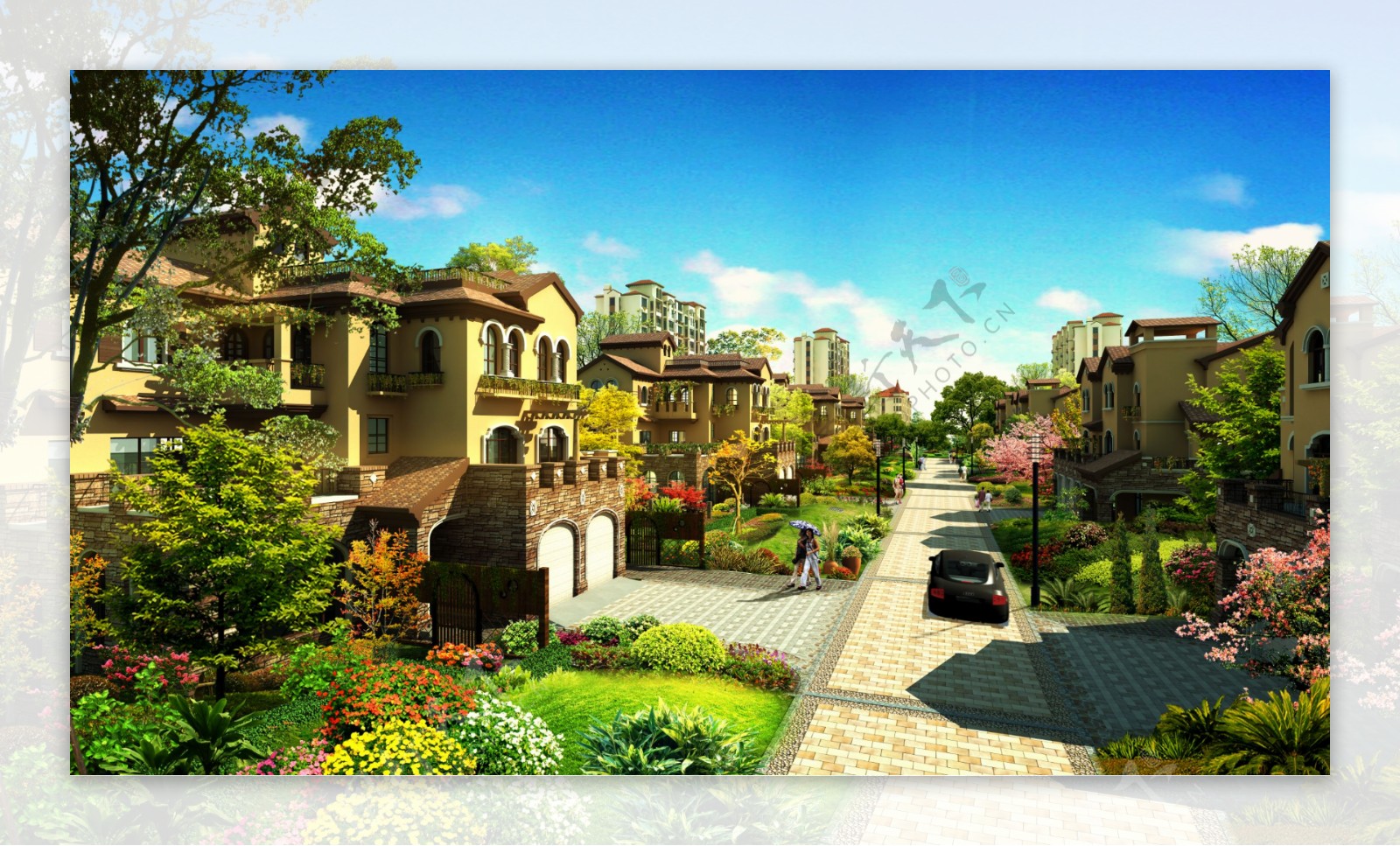 别墅小区道路景观设计图片
