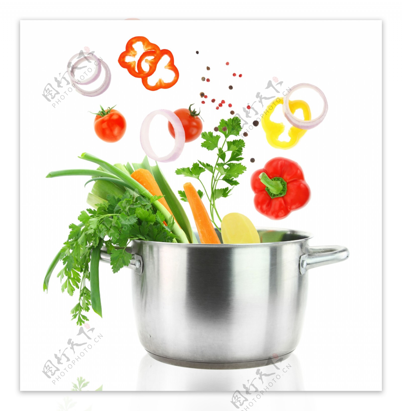 铁桶里的蔬菜图片