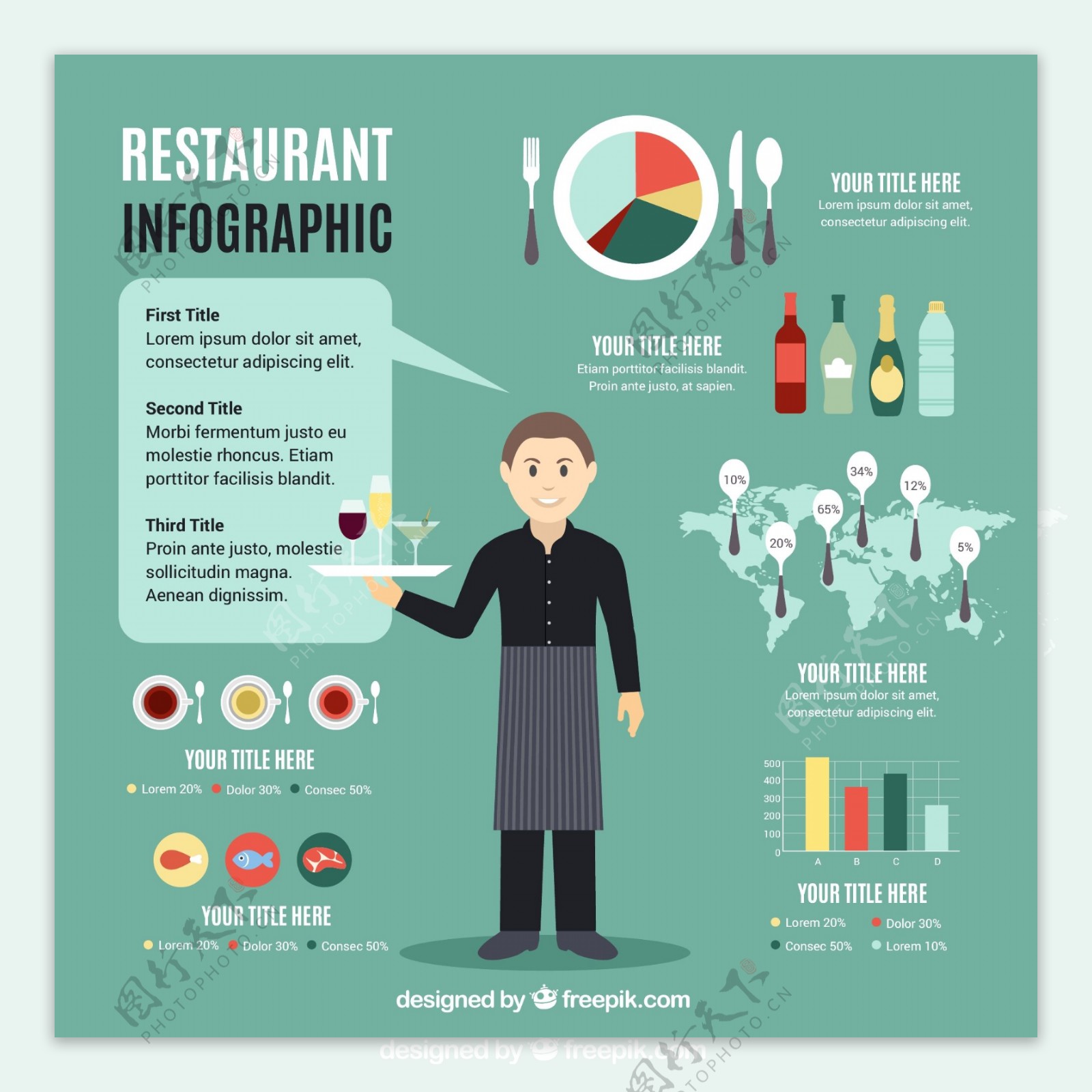 餐厅infography模板