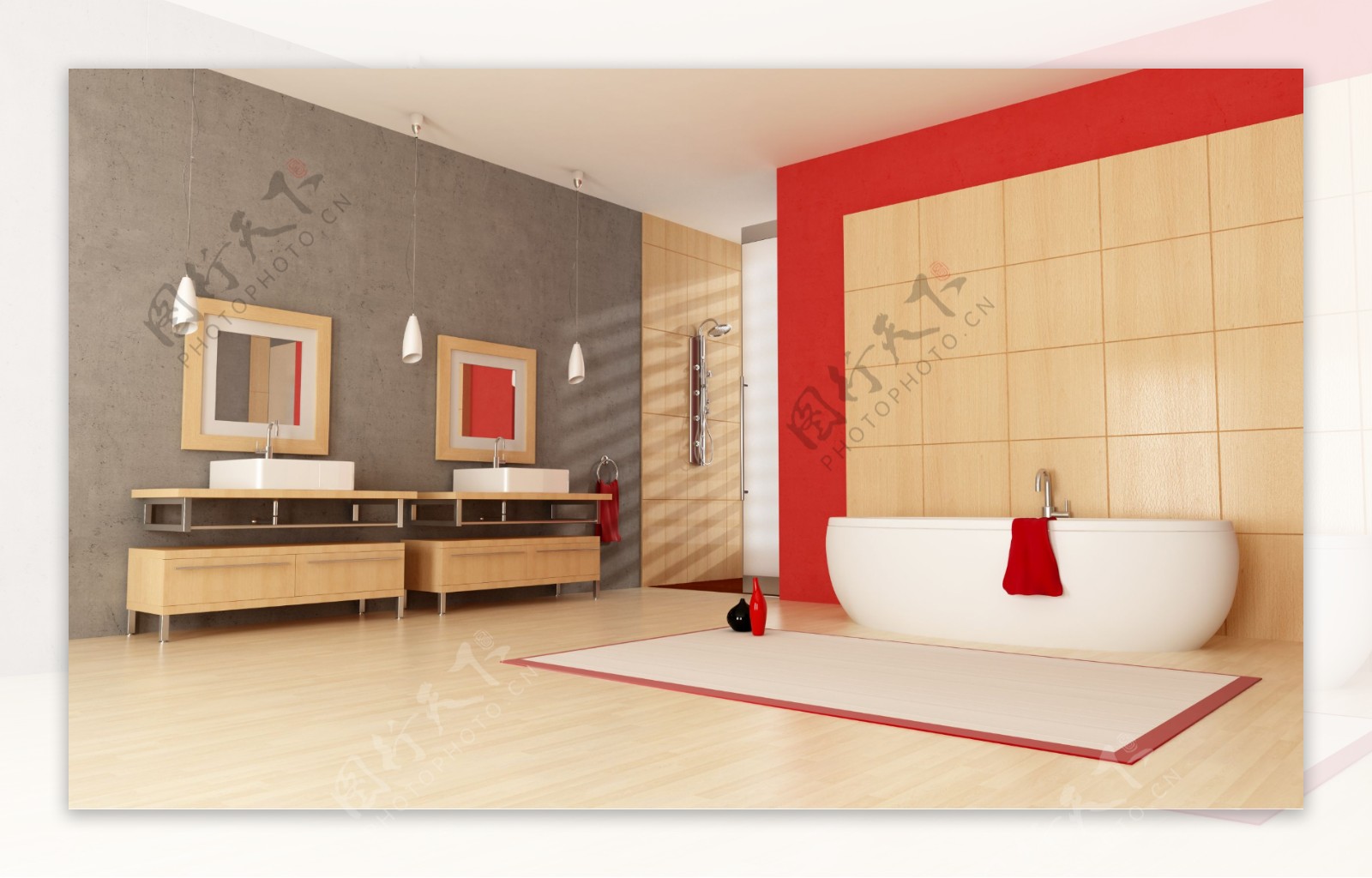 红色风格浴室装修设计