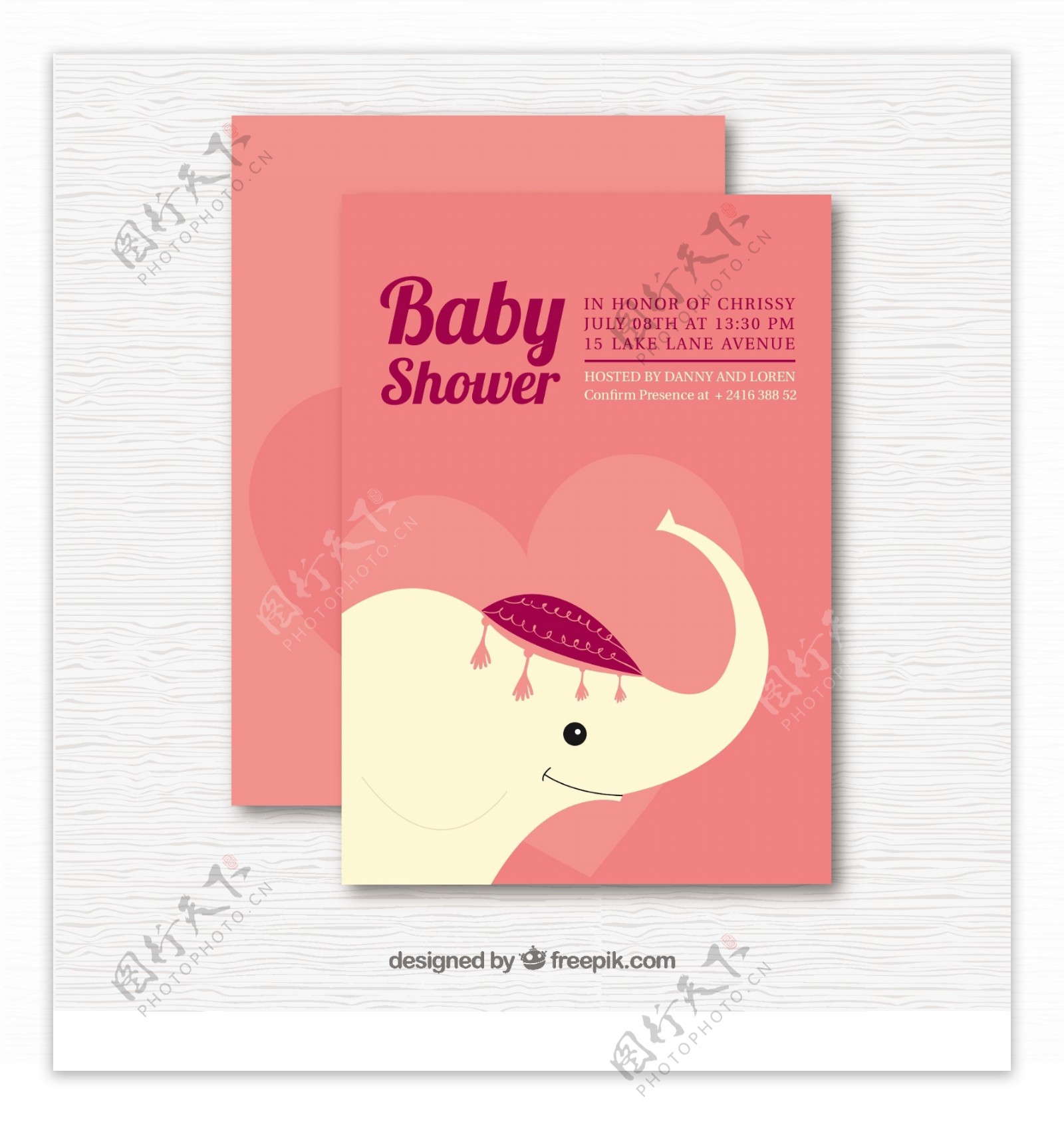 婴儿洗澡卡与大象