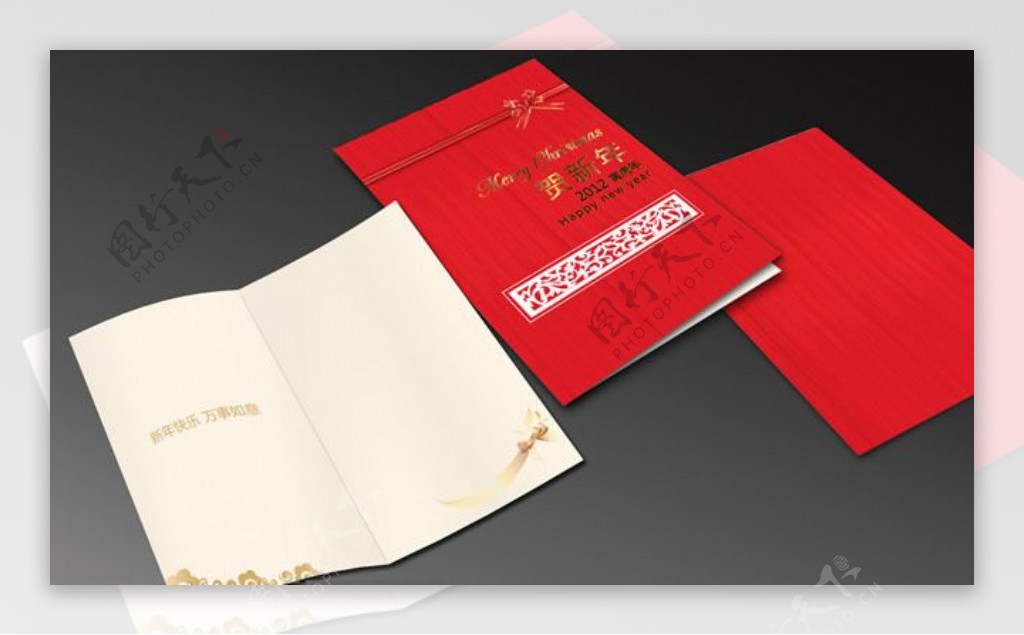 2012红色龙年贺卡设计矢量素材