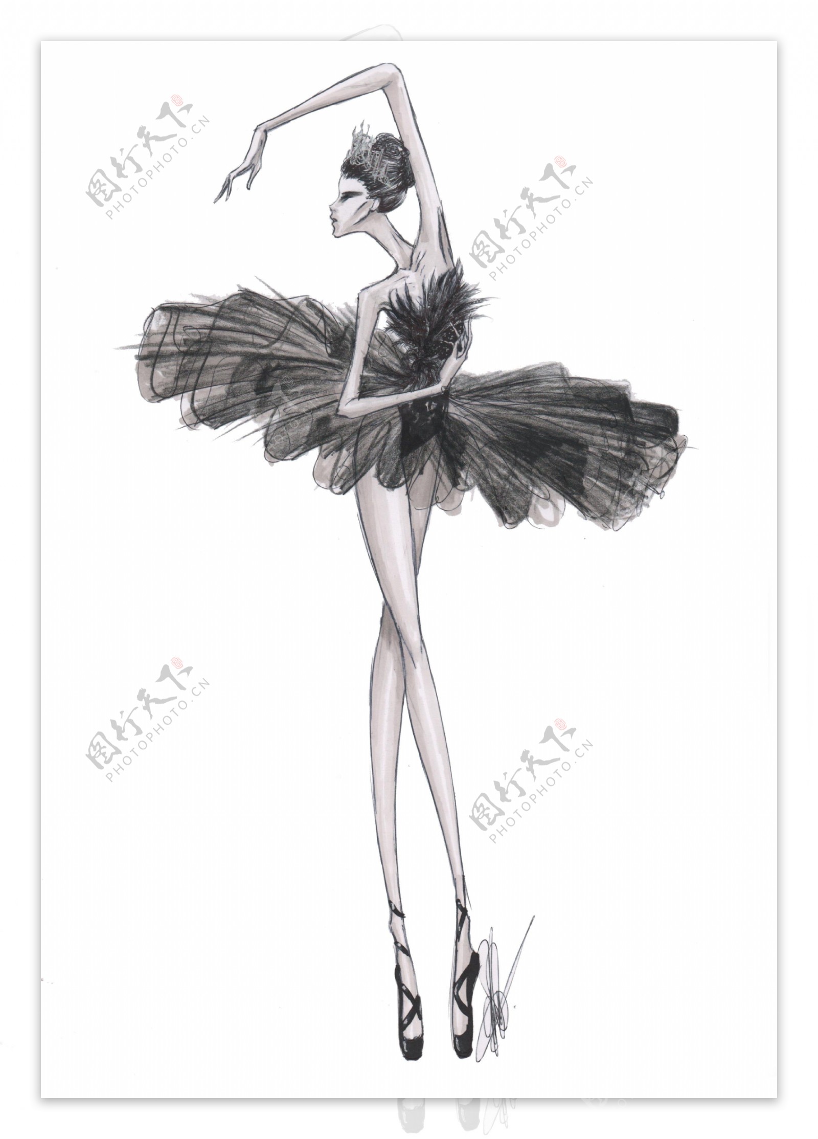 黑色芭蕾舞裙设计图