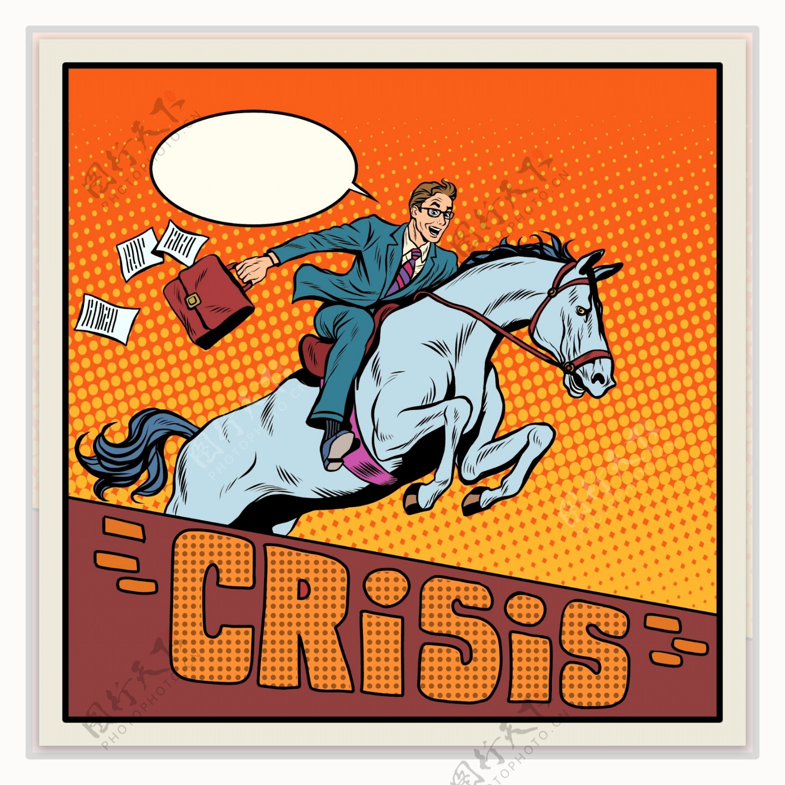 骑着马的人海报漫画风格人物矢量素材