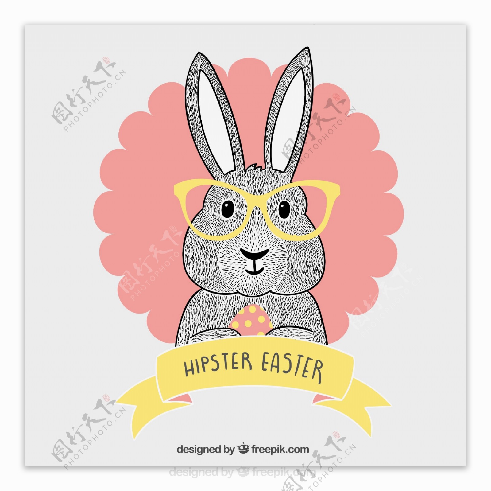 时尚复活节兔子贺卡图片